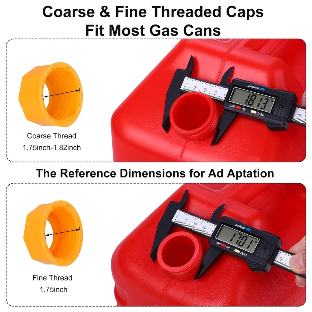 Gas Can Spout Replacement Kit with Multiple Thread Caps and Flexible Nozzle