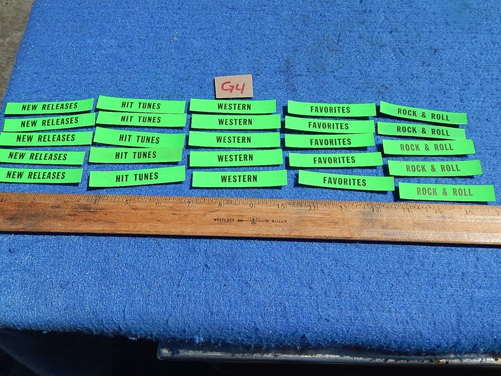 Wurlitzer wallbox 5250 Program Holder Record Classification Strips - 25 each
