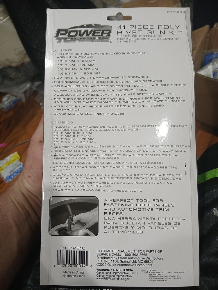 41 Pcs Assorted Plastic Riveter Rivet Gun Quick Set Hand Tool W/ 40 Poly Rivets