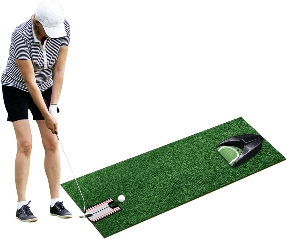Golf Putting Alignment Mirror with Putting Cup Combo, Portable Putting Traini...