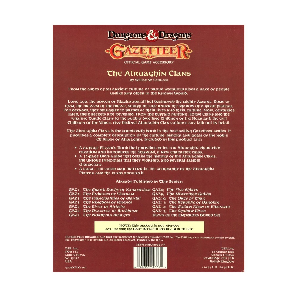 TSR Basic D&D Atruaghin Clans VG