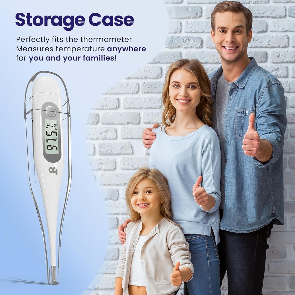 Portable Digital Thermometer with Waterproof Tip & Memory Function for All Ages
