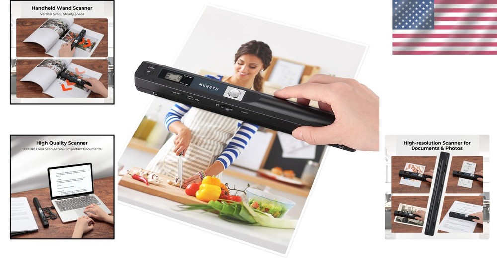 Wireless A4 Document Scanner - 900 DPI Handheld Scanner with Easy USB Transfer