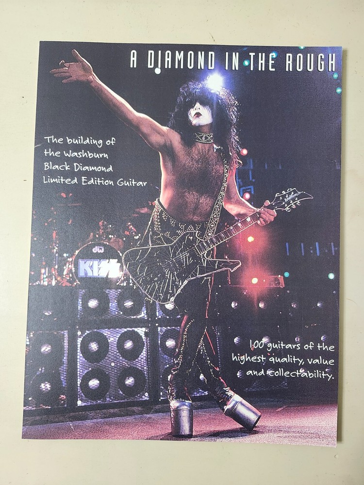 KISS Paul Stanley RARE Washburn Black Diamond In The Rough Promo Table Standee