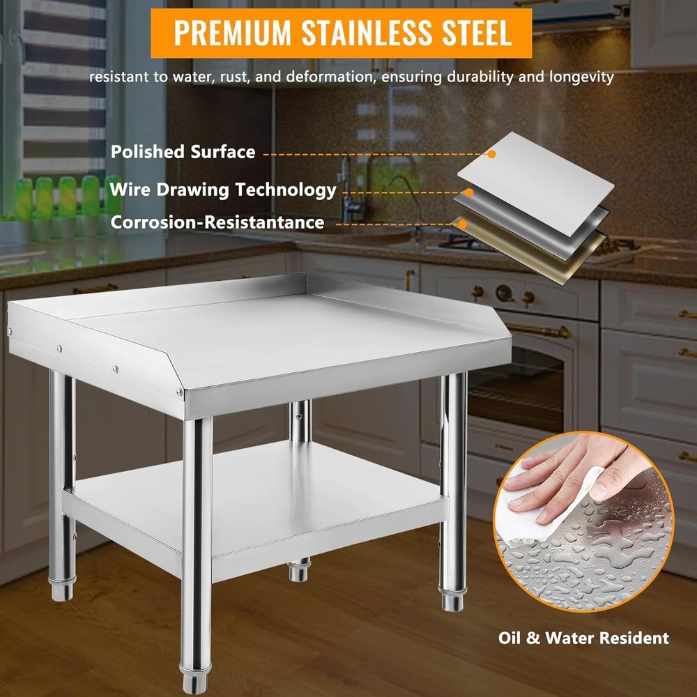 36" Stainless Steel Table,Commercial Worktable with Backsplash for Prep & Work
