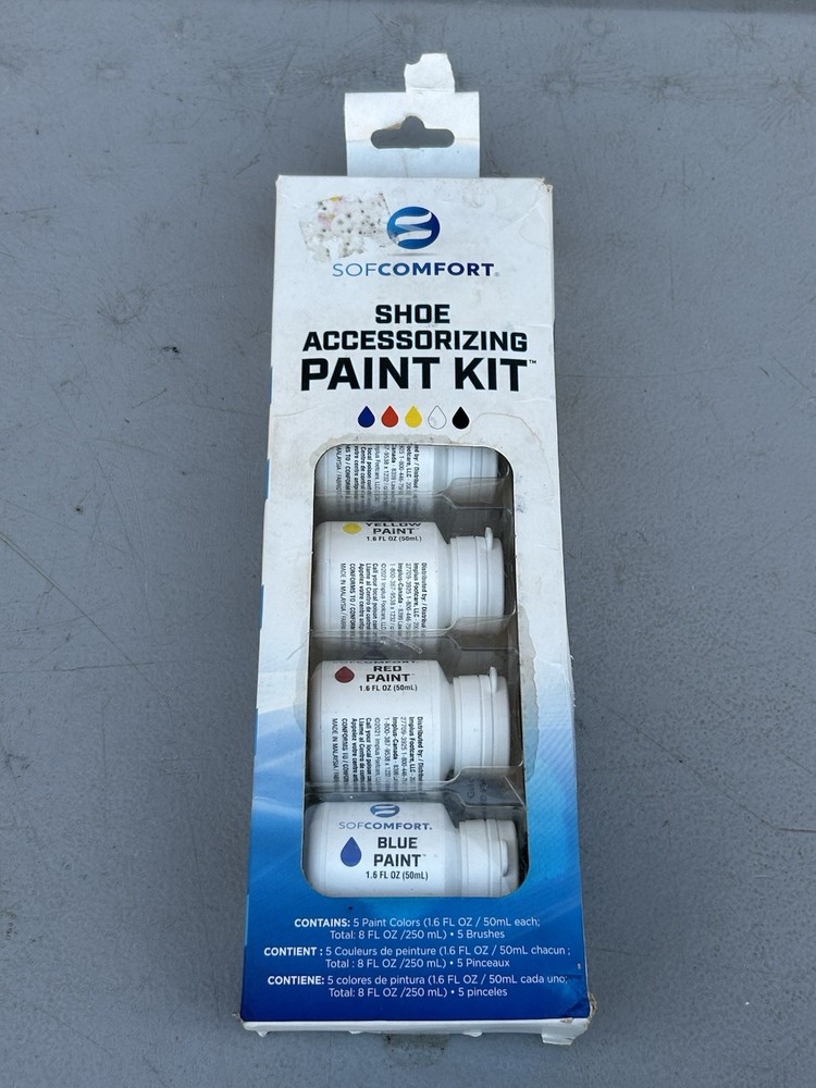 SOFCOMFORT Shoe Accessorizing Paint Kit 5 Colors 5 Brushes New