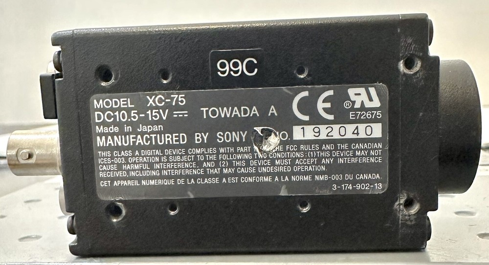Sony CCD Microscope Video Camera Module Model XC-75 Towada 10.5-15VDC