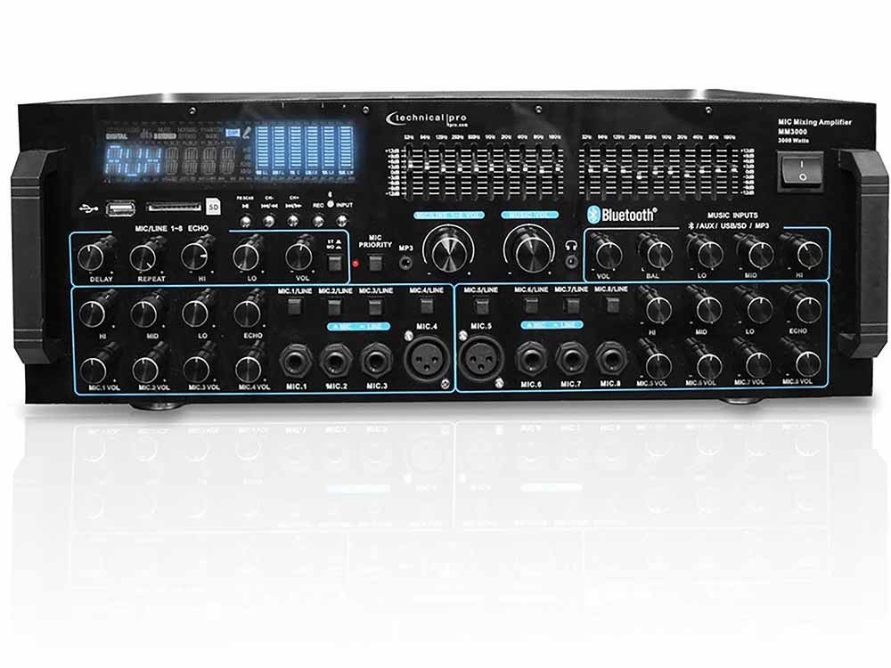 Technical Pro MM3000BT Mixing Amplifier w/ USB/SD ,Bluetooth & 2 Microphones