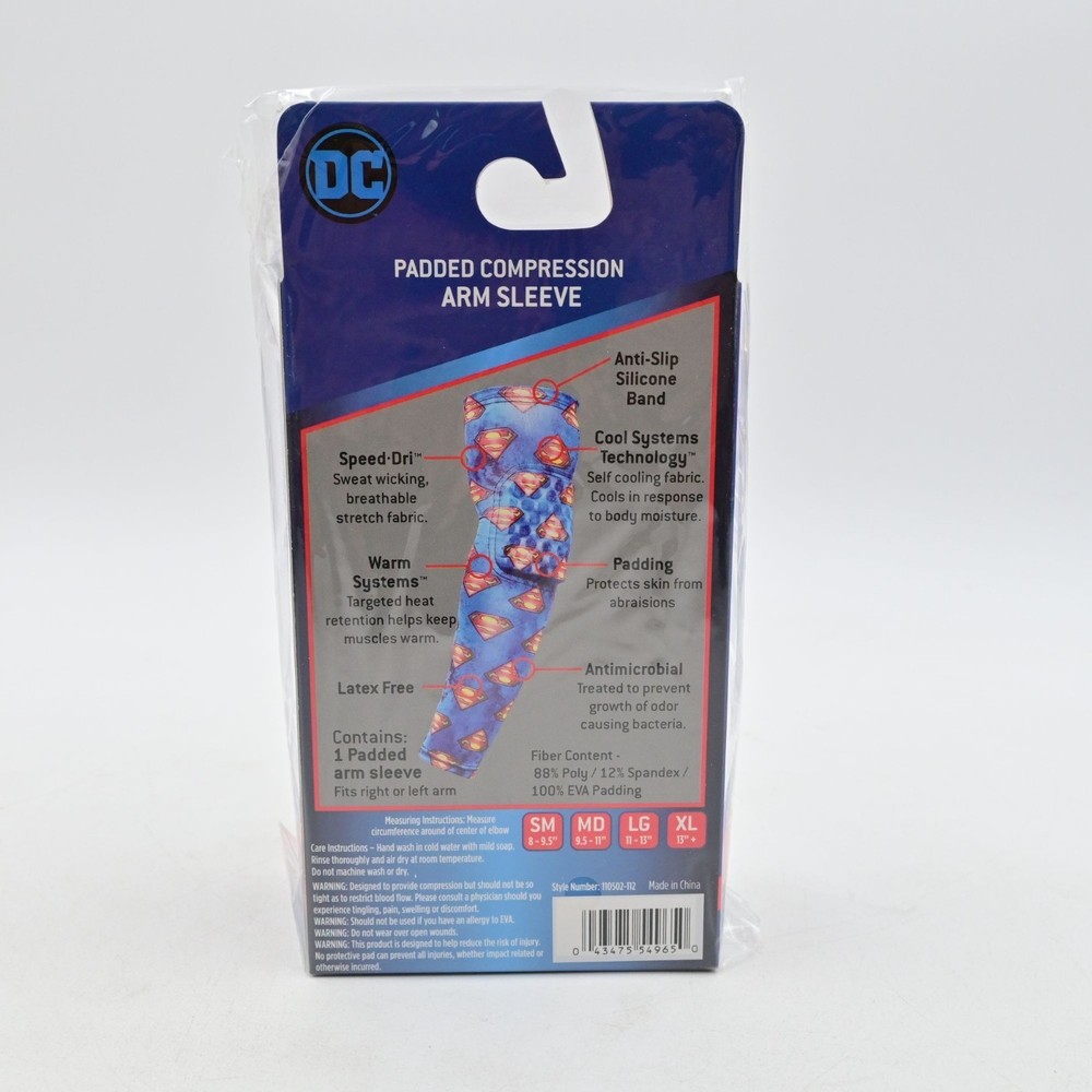 DC Superman Padded Compression Arm Sleeve Medium