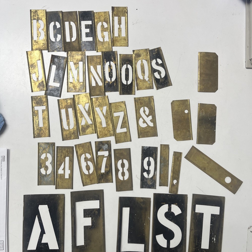 Hanson Interlocking38 Count Brass Re-usable 6" Stencils-incomplete USED Set