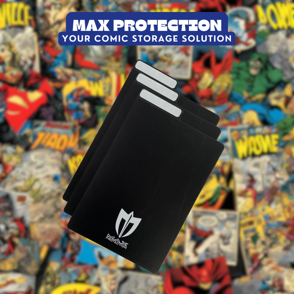 50 Max Pro Black Plastic Comic Book Dividers with Folding Write On Tab