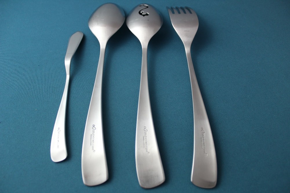 Studio William LARCH SATIN Serving (4pc Set) Tablespoon Pierced Fork Vietnam