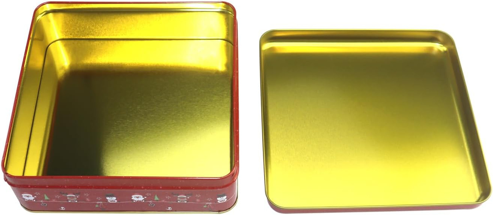 Square Christmas Cookie with Lids Tin Multipurpose Containers, Santa Claus Cooki