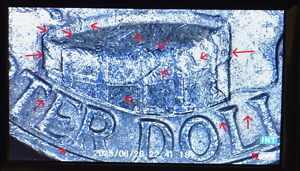 Bicentennial Quarter Error Stike Through with Die Cracks, Chips Closed AM+