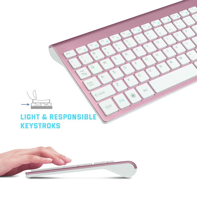 2.4G Wireless Keyboard Mouse Bundles For Apple iMac And PC Laptop Full Size Slim