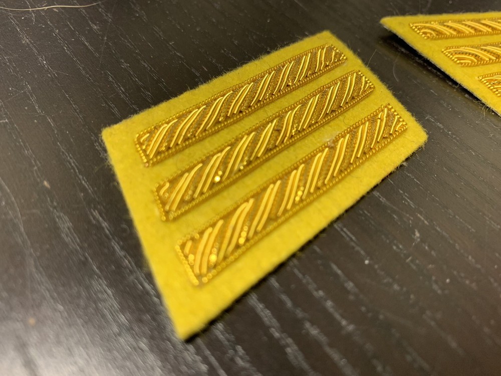 CSA Gold Embroidered Captains Bars - YELLOW Background Pair - NEW