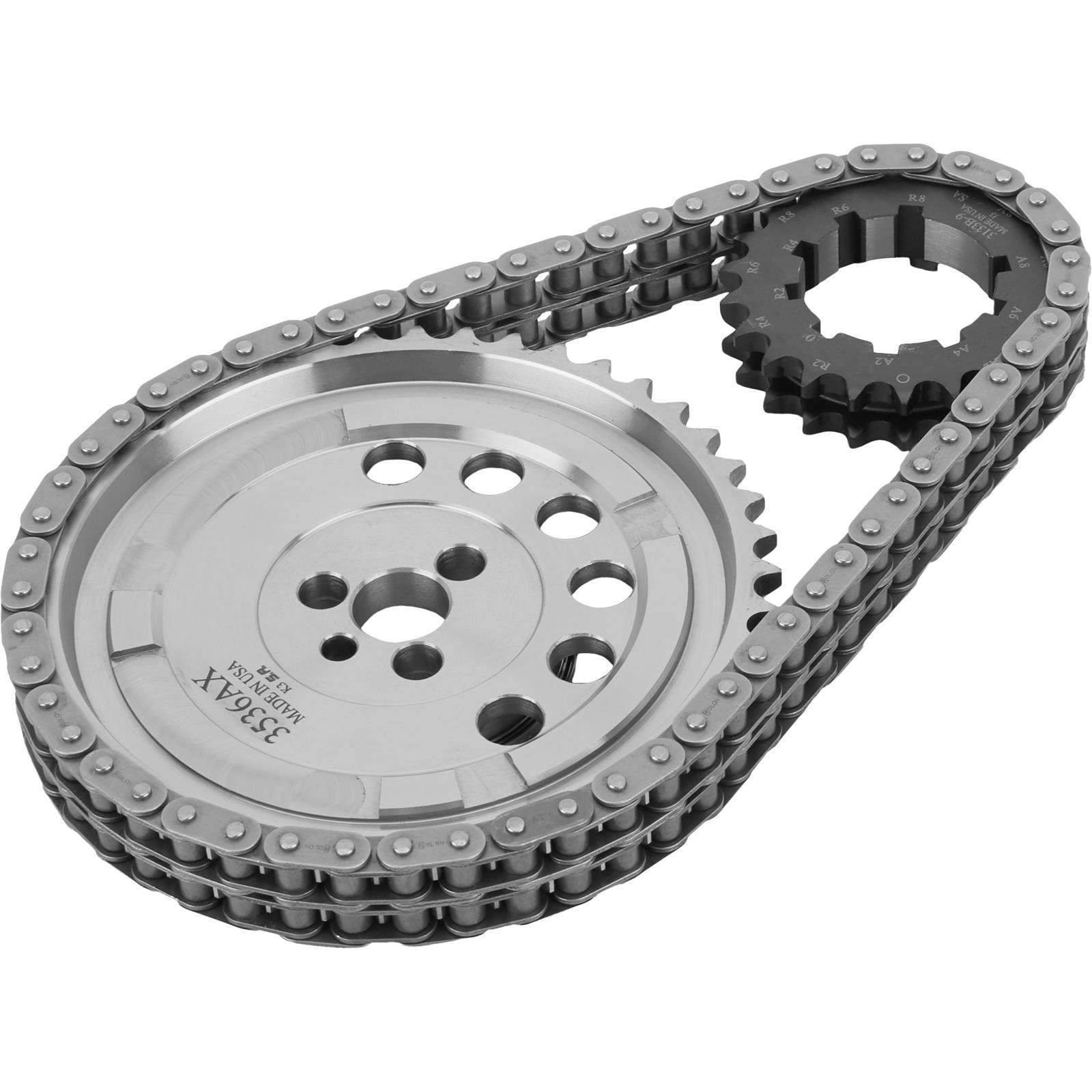 LS Double Roller Billet Timing Set, 3 Bolt, 4 Sensors