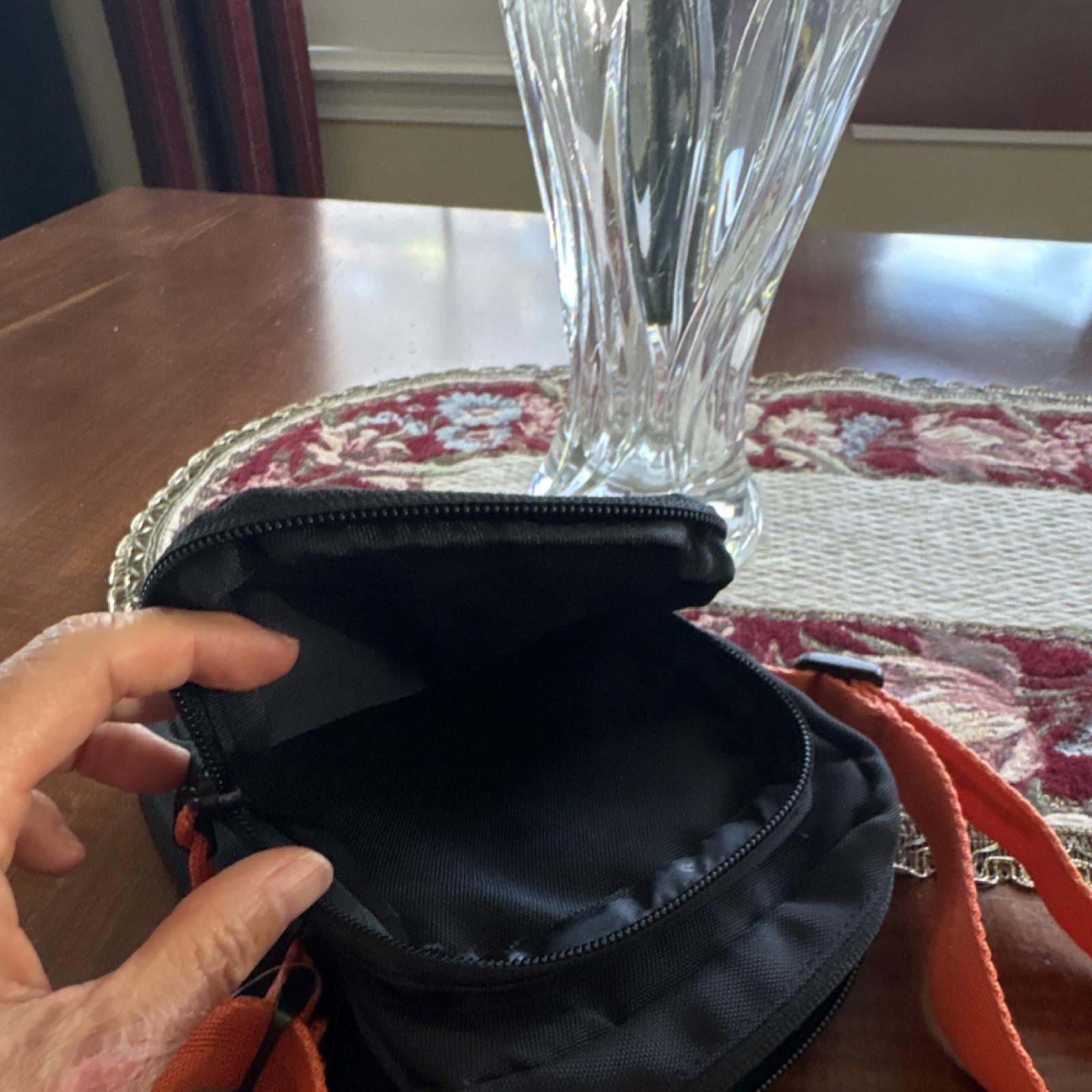 Disney Mickey Mouse Small Black Crossbody Bag with Orange Strap by Balabala