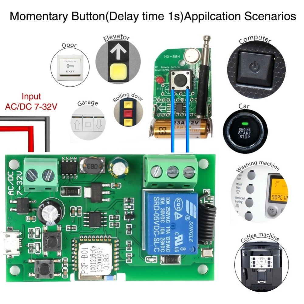 Smart Switch Module with Relay 5V 32V for EWELINK Inching and Self Lock Control