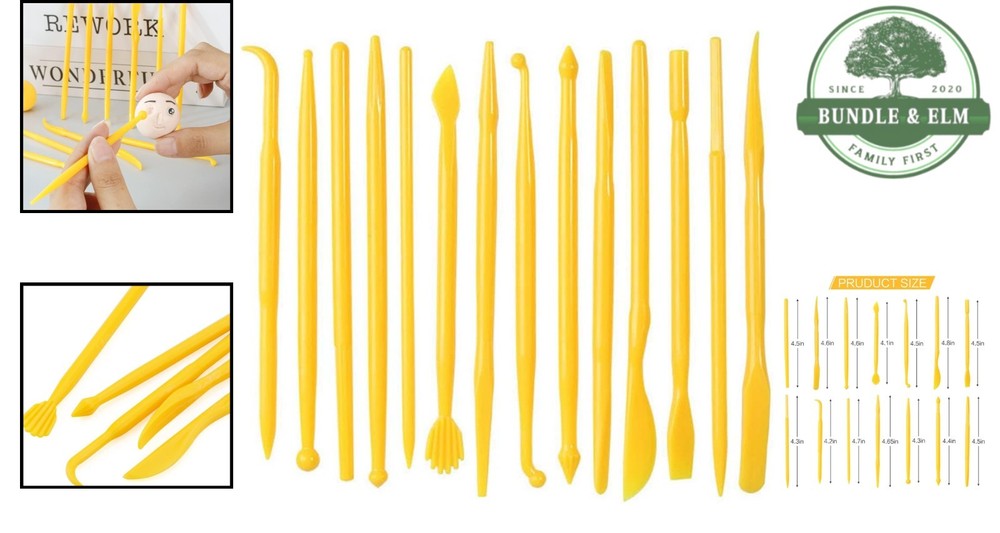 Pottery Modeling Tools Set, 14 Plastic Carving Instruments for Creative Projects