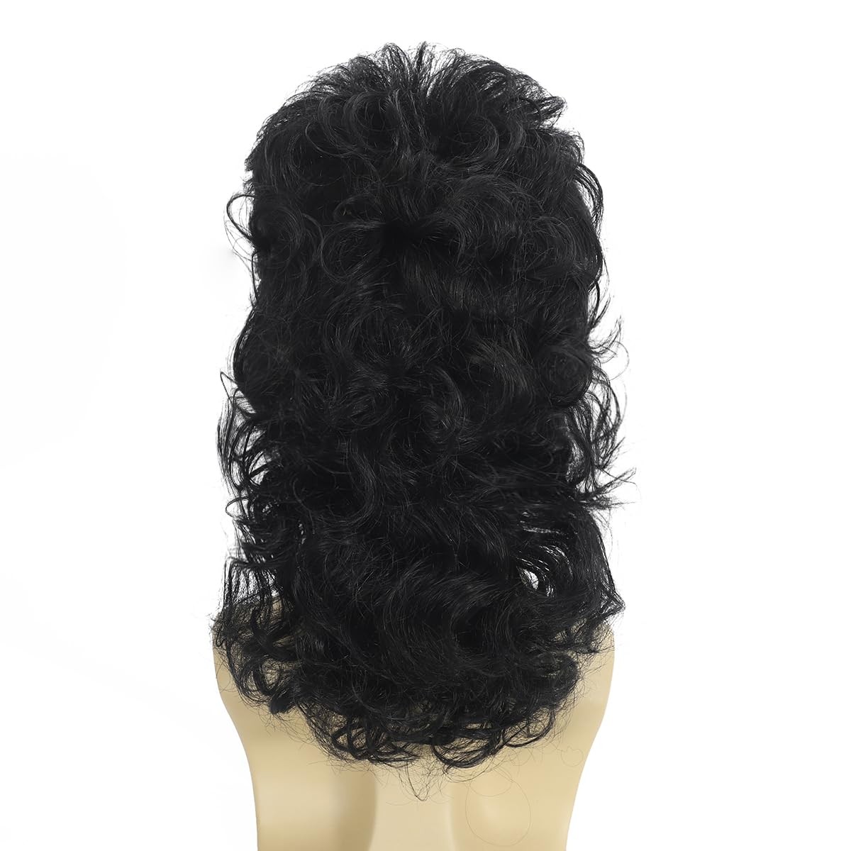Curly Mullet Wig - Black Men's 80s Punk Rocker Wig for Halloween Costumes