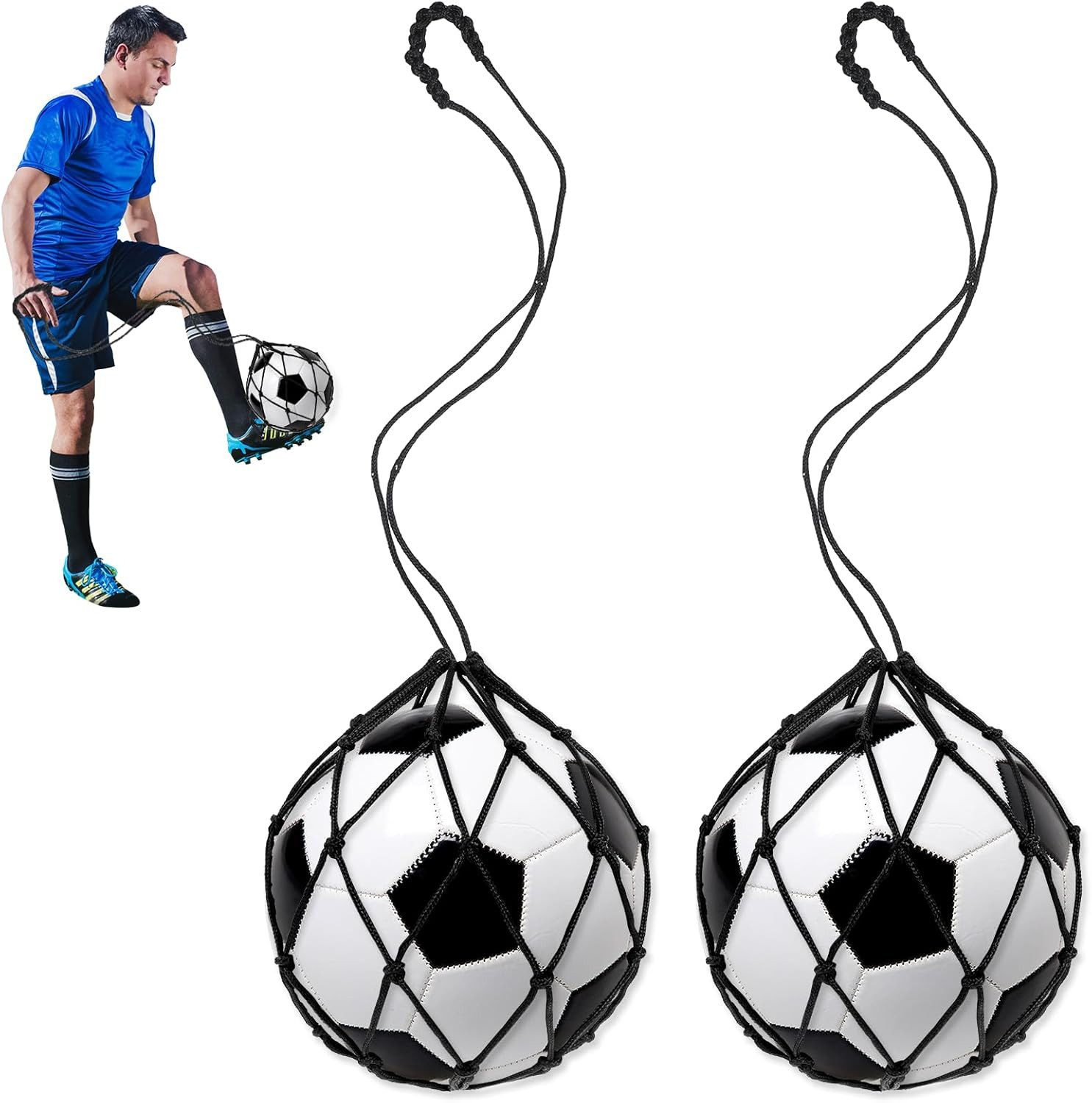 2PCS Soccer Ball Kick Trainer Net with Adjustable Belt for Solo Practice