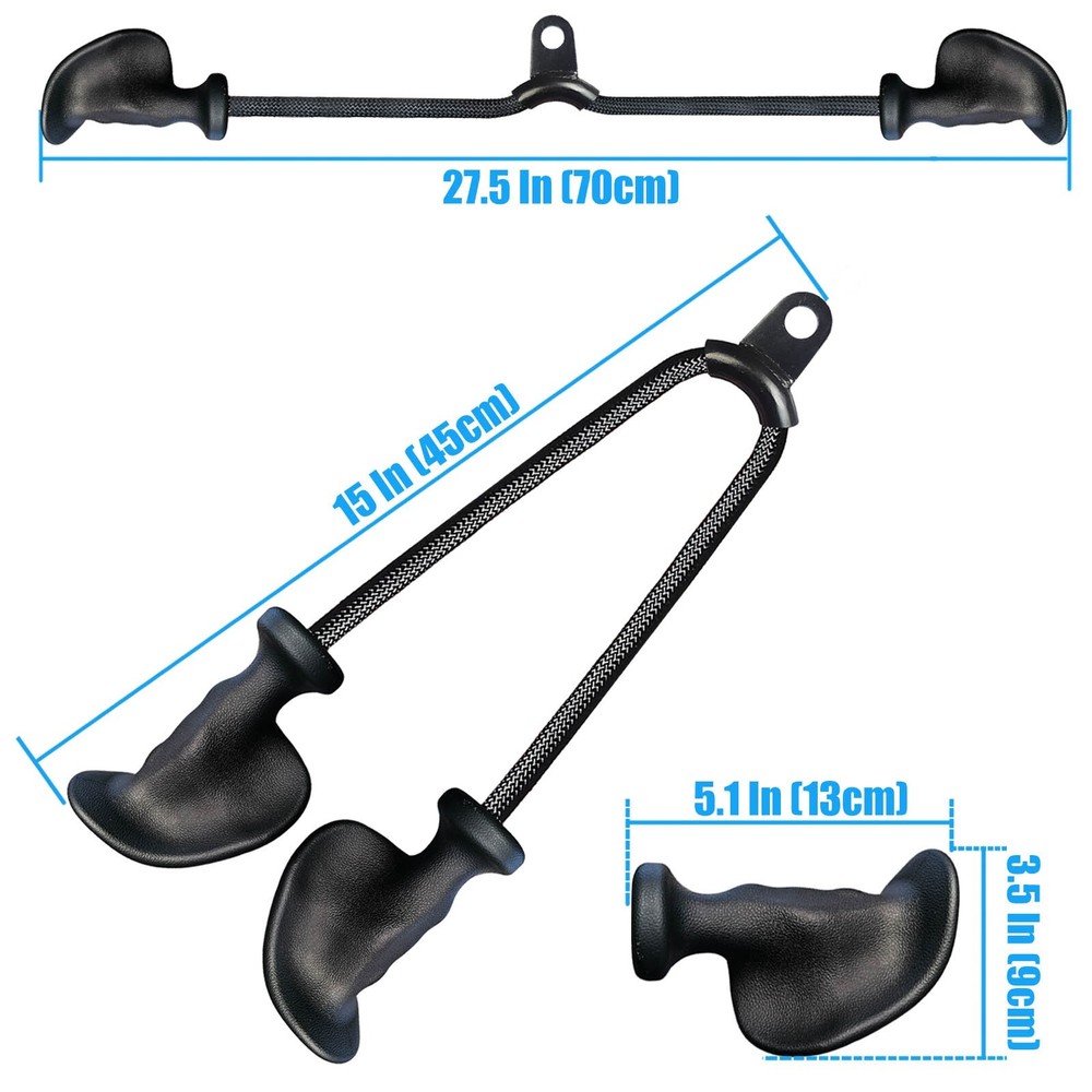 Upgraded 70cm/27" Extra Long Triceps Rope Pulldown Cable Attachments for Gym Bar