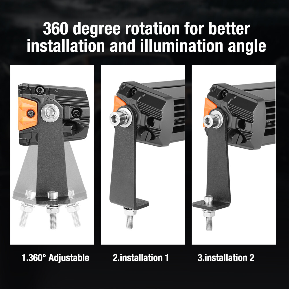 2PCS Universal Side-Mounted Bracket Adjustable For Straight Curved Led Light Bar