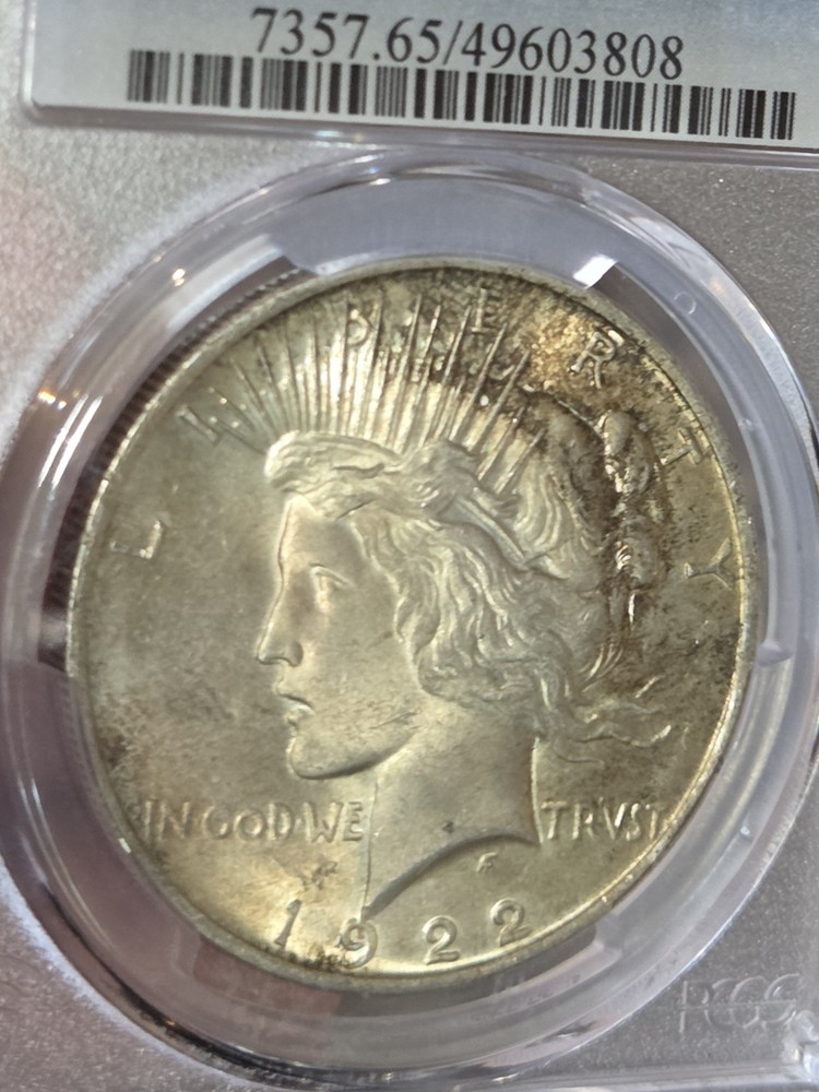 1922 $1 Peace Dollar PCGS MS65 Toned