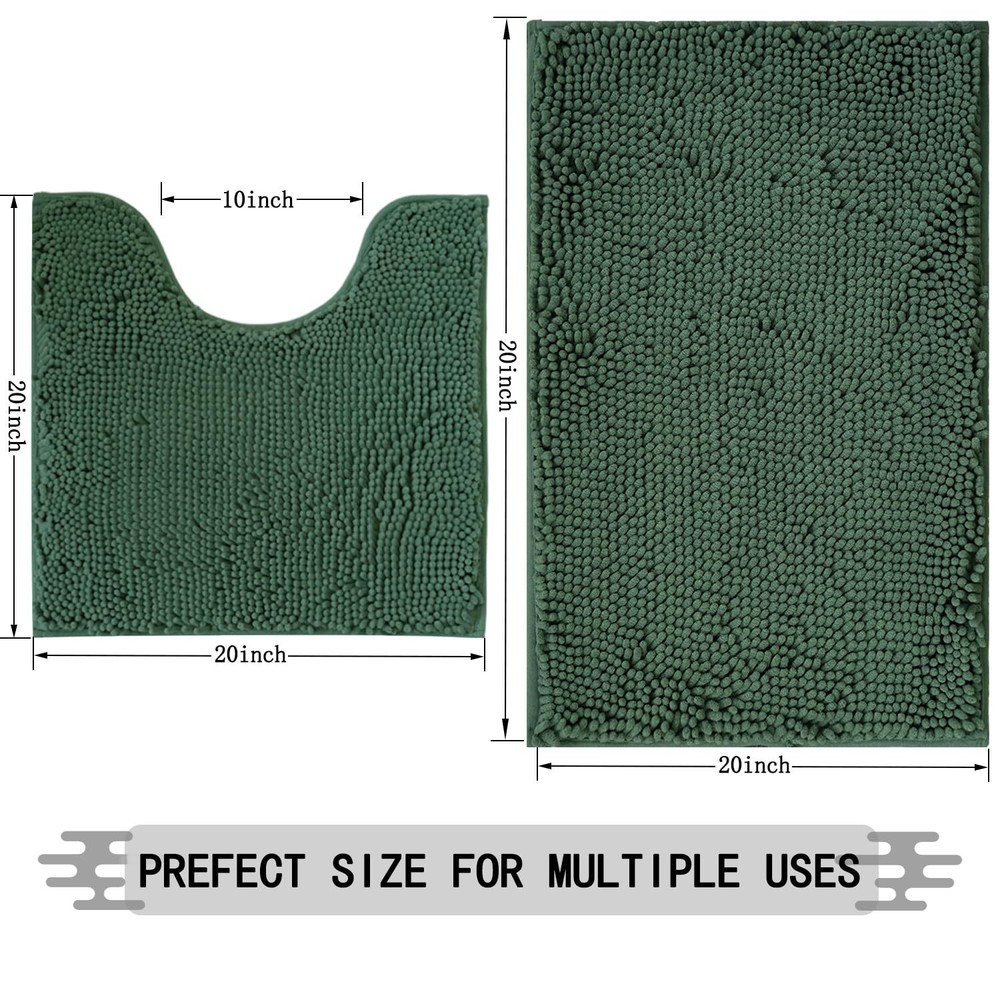 Bathroom Rugs Sets 2 PieceSuper Absorbent SoftThickMachine Washable Chenille ...