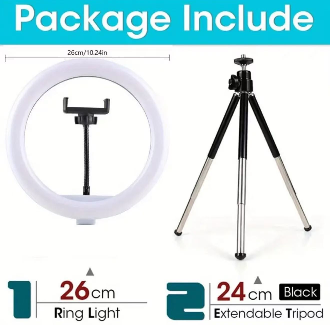 10-Inch USB Selfie LED Light Shooting Desktop Tripod Stand for Live