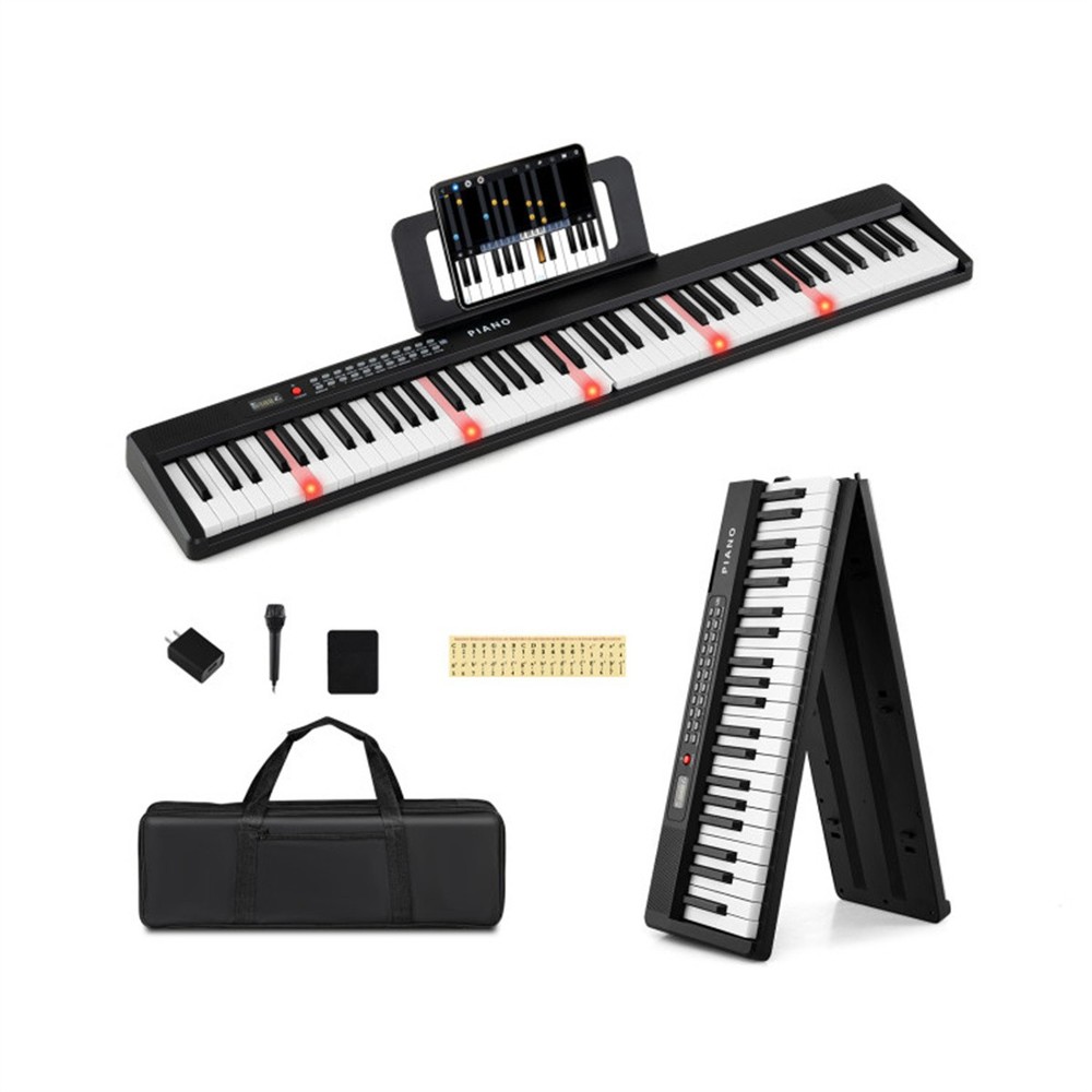 88-Key Semi-Weighted Foldable Digital Piano with 3 Teaching Modes for Beginners~