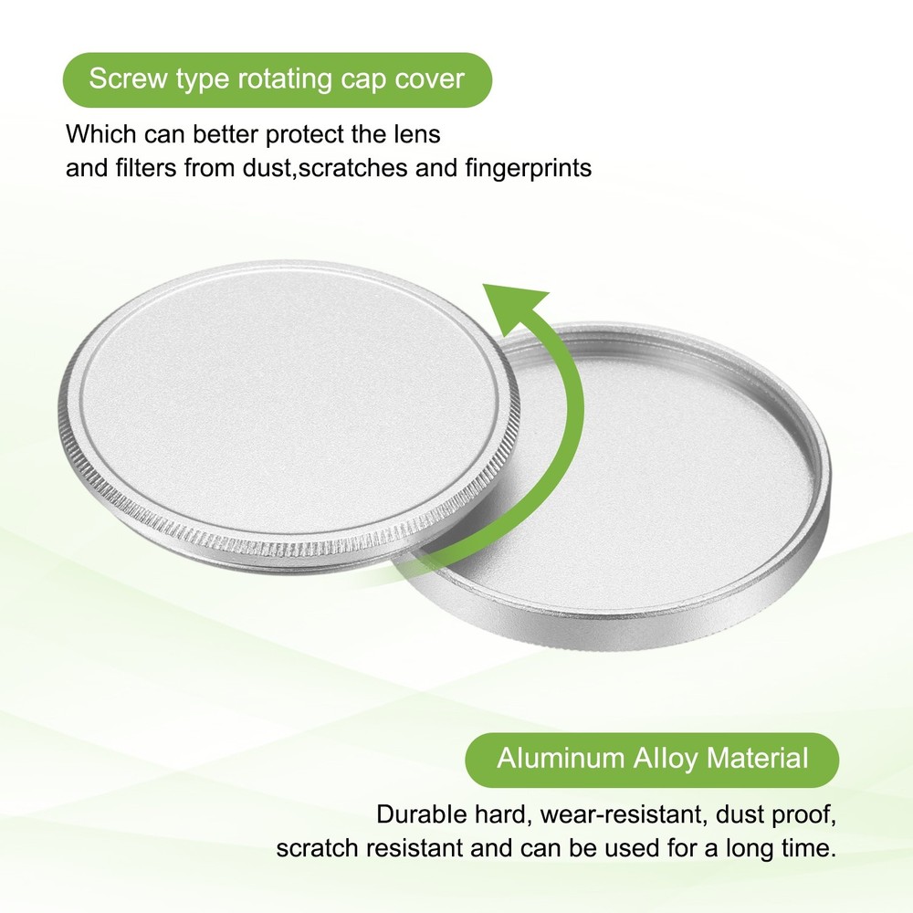 2pcs, 39mm Metal Lens Cap Universal Lens Filter Stack Cap Slim Stack Silver