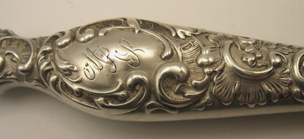 ANTIQUE STERLING SILVER BUTTON HOOK, MONOGRAMED