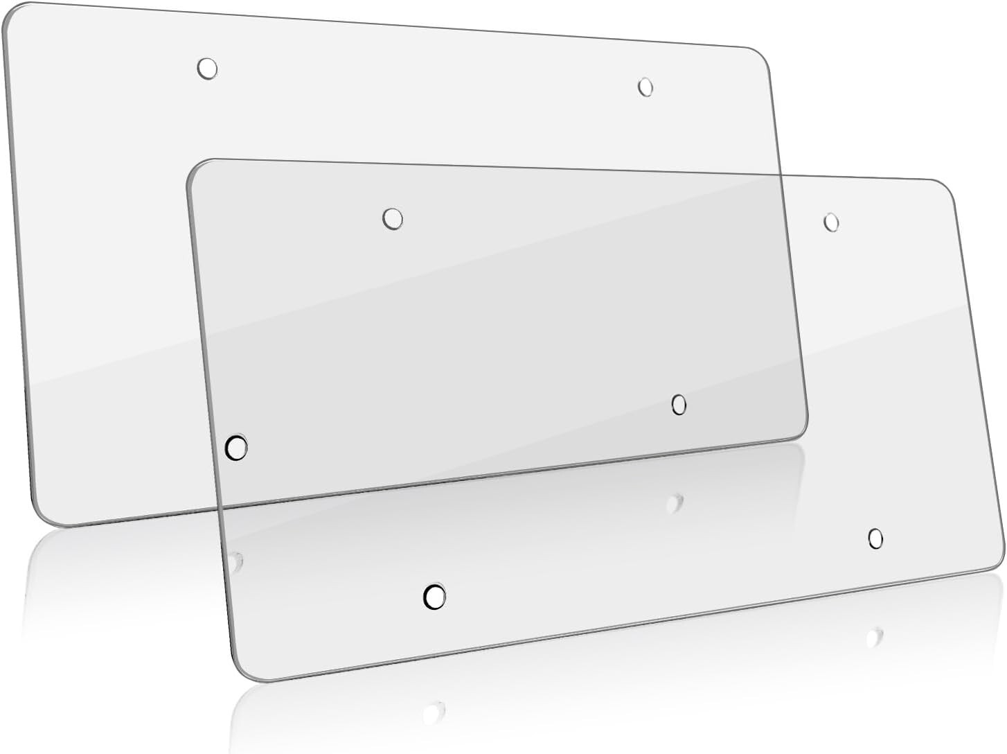 2x Clear Flat License Plate Cover Shield  Plastic Tag Protector USA Made