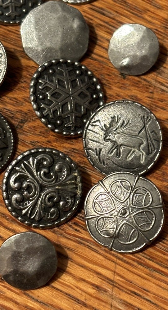 Vintage Pewter Buttons~ 30 Norwegian Factory Errors.