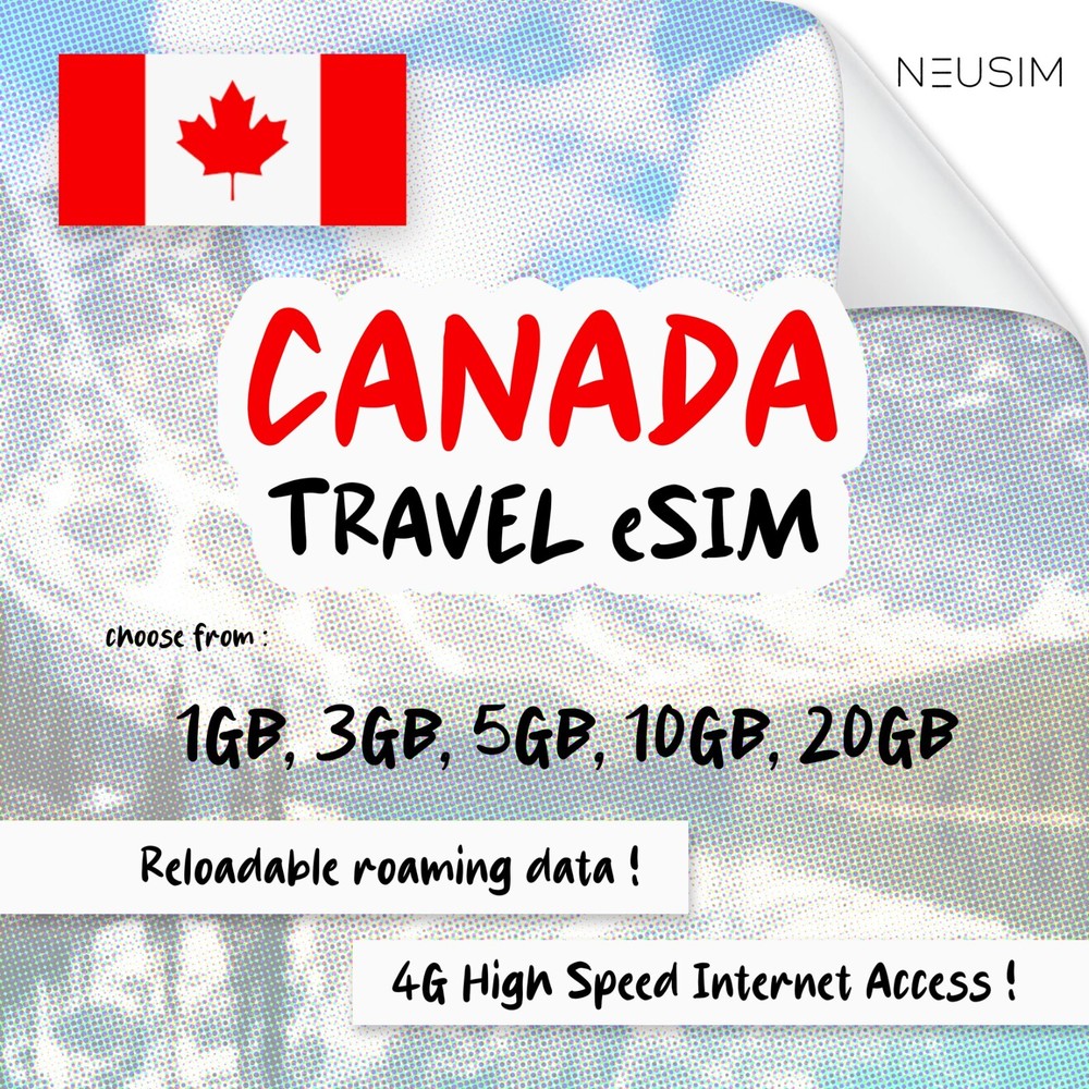 NeuSIM Canada eSIM 5-20GB Data | Same Day DELIVERY!