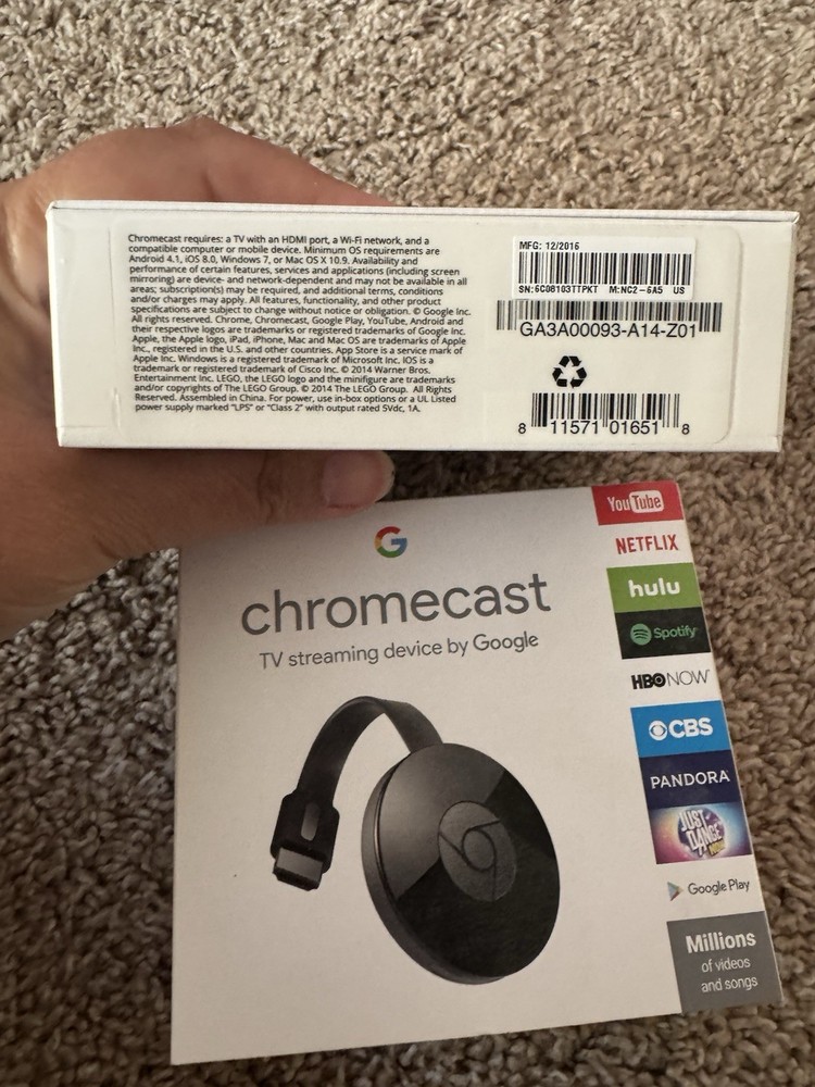 Google Chromecast (3rd Generation) US Power Adapter with Box Model NC2-6A5 & Box