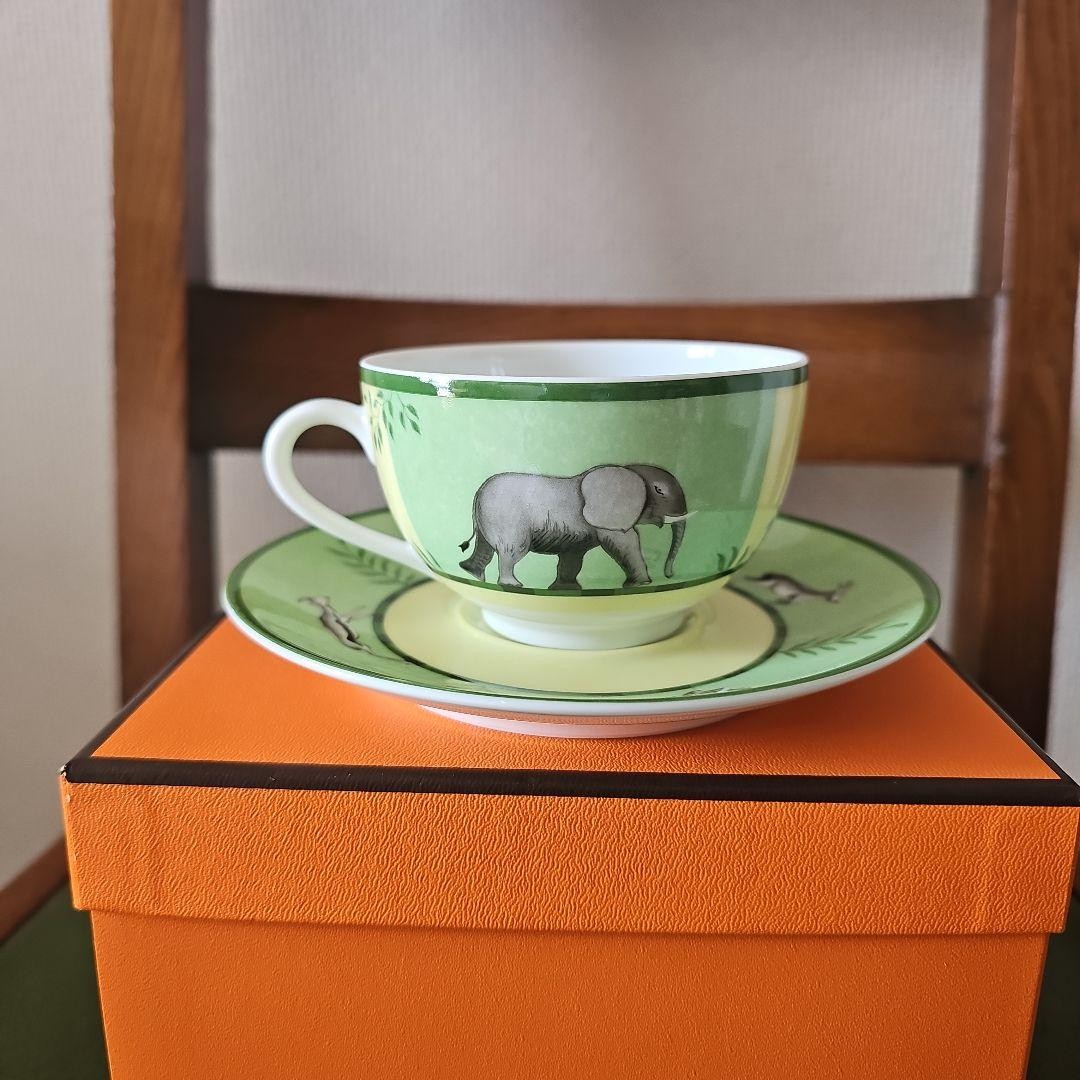Hermes Vintage Porcelain Cup & Saucer Set White Used 2pc