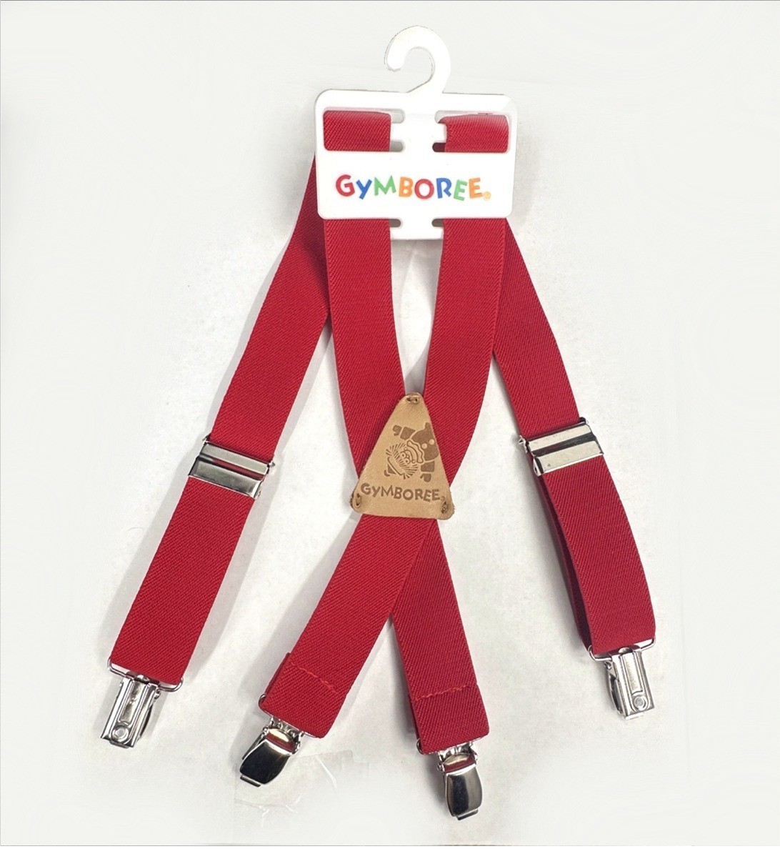 NWT Vintage Gymboree toddler boy' red adjustable pant suspenders rainbow tag