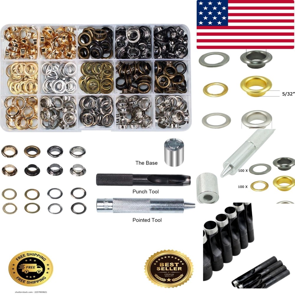 200 Sets - Grommet Eyelets 8mm 5/16" Inside Diameter with Setting Tool Canvas...