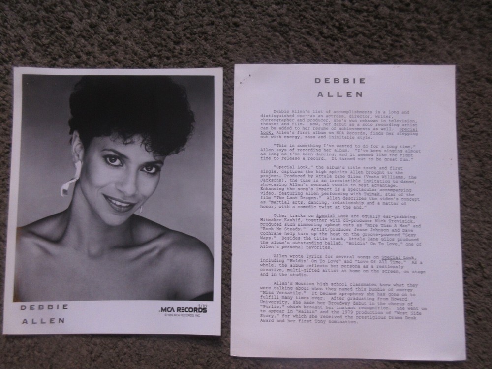 DEBBIE ALLEN (ACTOR/CHOREOGRAPHER) "SPECIAL LOOK" 1989 MCA PRESS KIT W/PHOTO