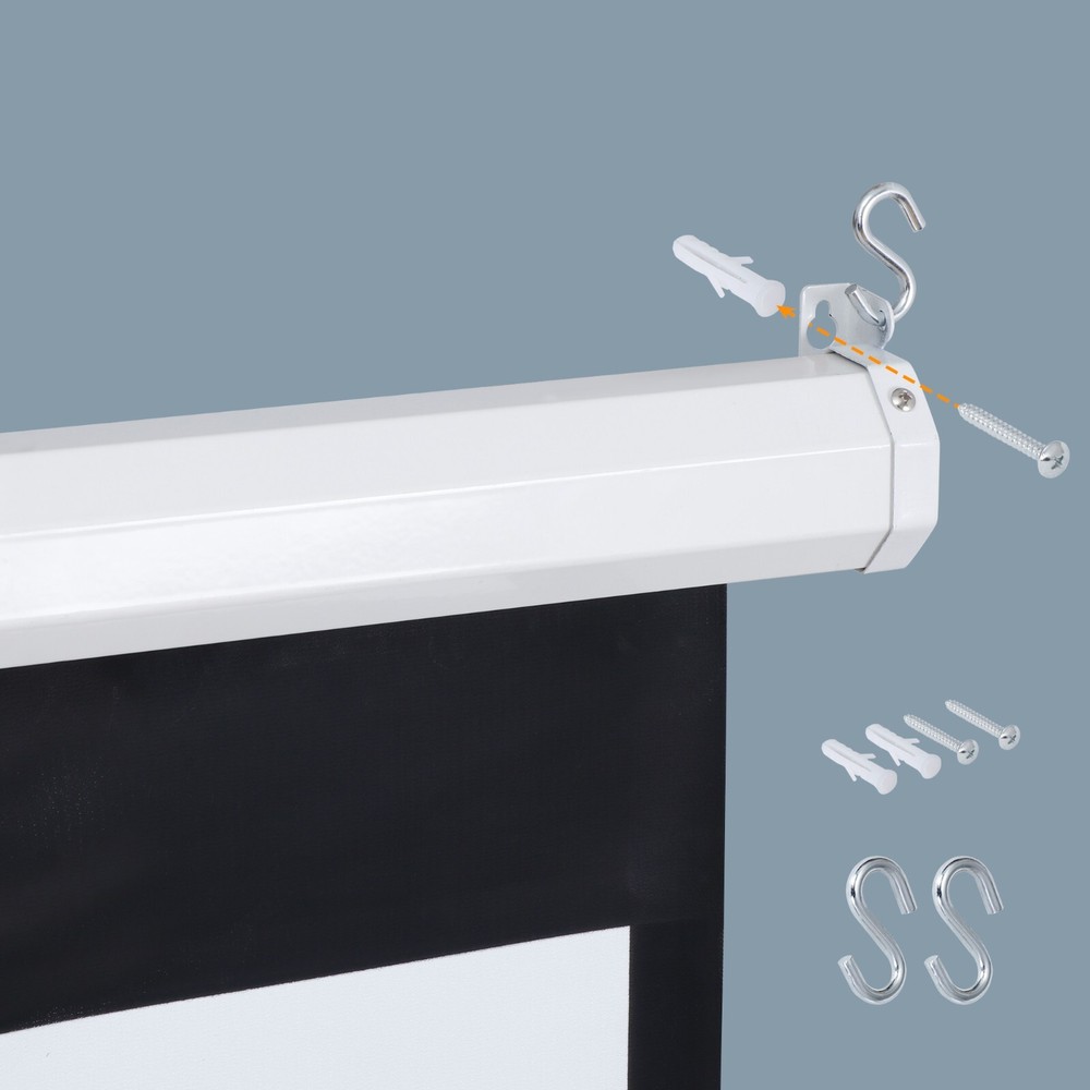 Projector Screen 100'' 16:9 HD Manual Pull Down Projection Screen for Home Use