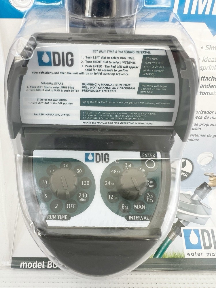 DIG 2 Dial Hose End Timer Programmable Battery Operated B092A For Drip/Sprinkler