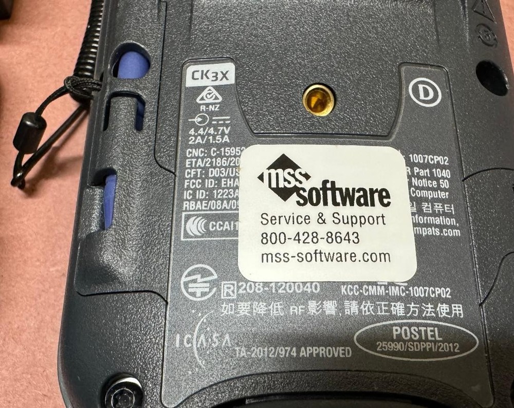 Intermec CK3X Handheld Wireless Barcode Scanner & AD20 Charging Base & 1004UA03