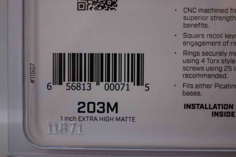 Warne Scope Mounts Maxima Ring 1" Extra High Matte 203M