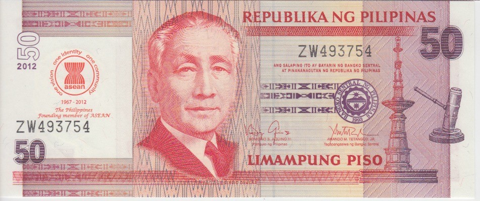 Philippines Banknote P.211A  50 Piso 2012 Comm. Asean UNC WE COMBINE      2001
