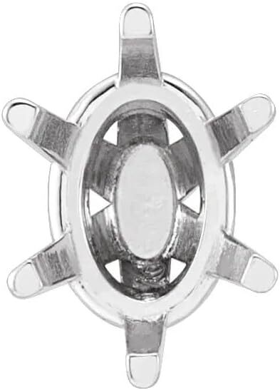 14K White Gold Unset Oval 6-Prong Railed Peg Setting