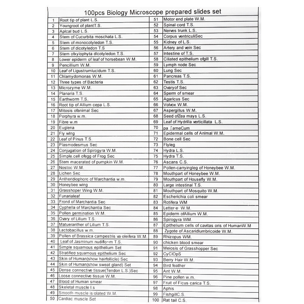 100PCS/Set Biological Glass Sample Prepared Basic Animal Plants Insects A0O7