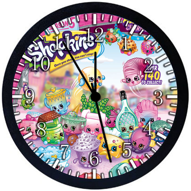 Shopkins Black Frame Wall Clock Nice For Decor or Gifts E497